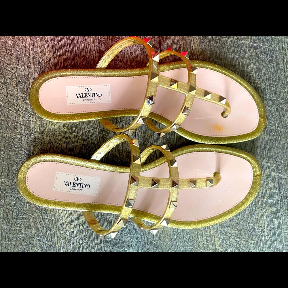 Valentino Rockstud Flat Rubber Sandal